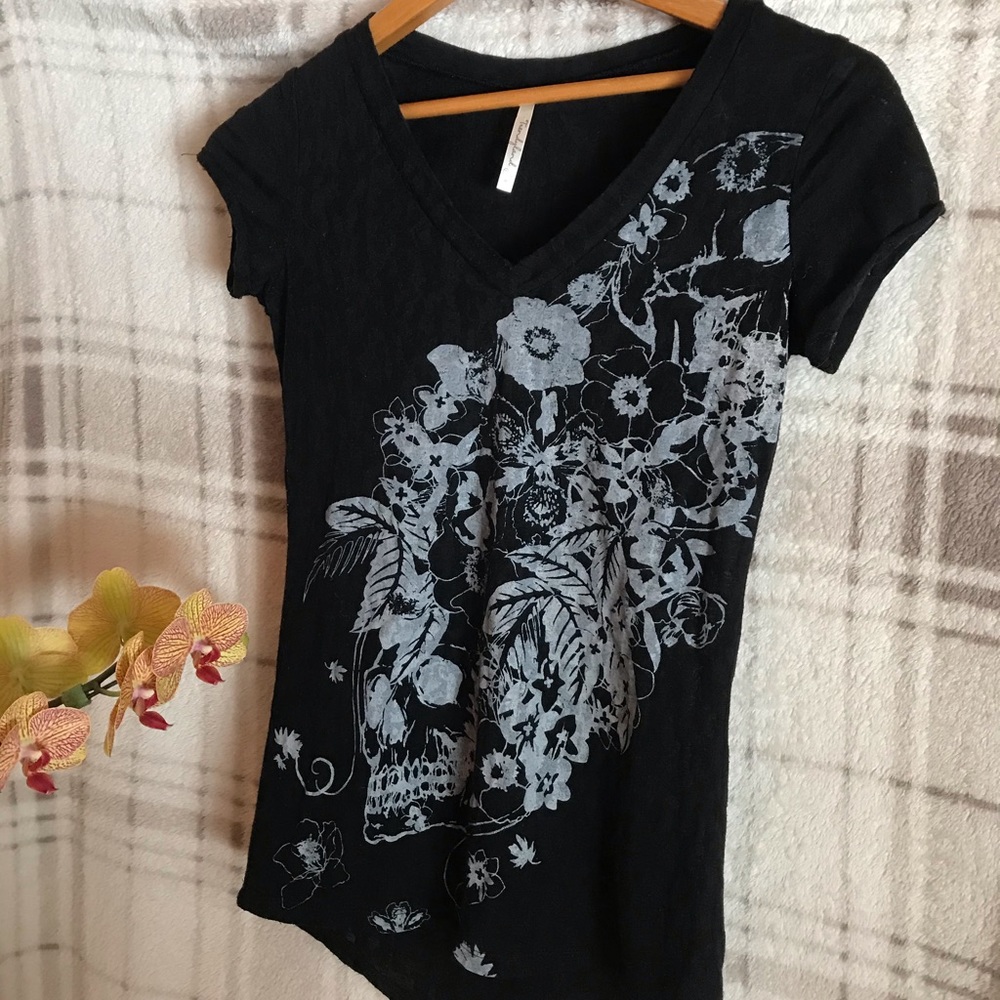 Black TShirt - Burnout Effect - Comfy & Stretchy Sz S